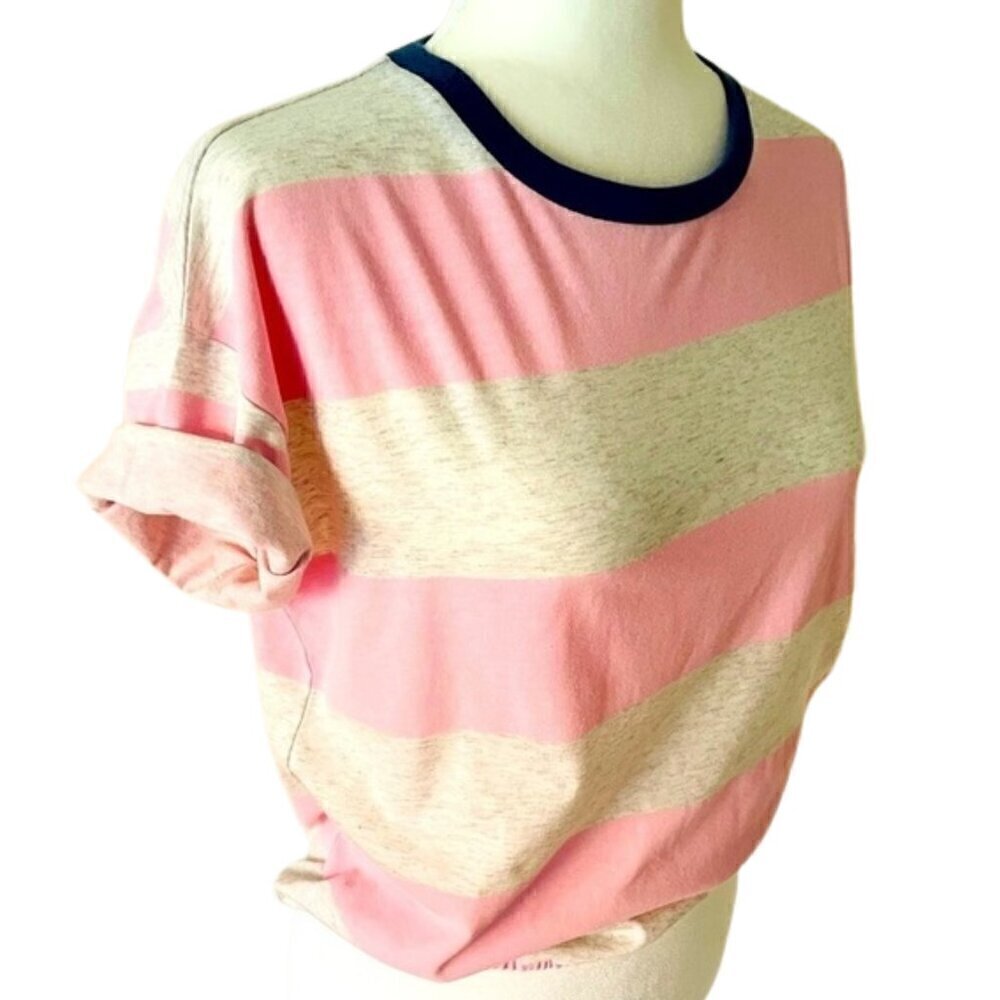 NEW Girls T-Shirt Pink Gray Size 14-16 Wide Elastic at Bottom